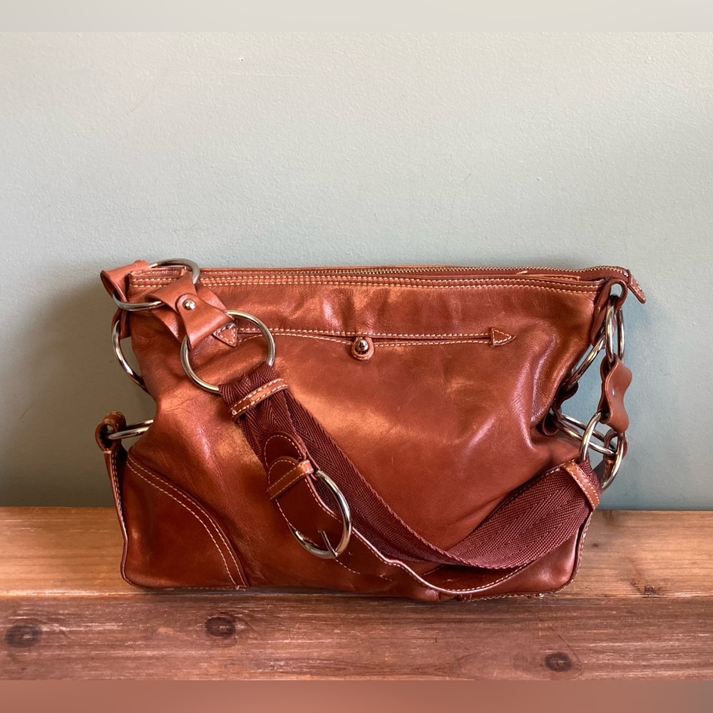 Donald J. Pliner Brown Leather Shoulder Bag